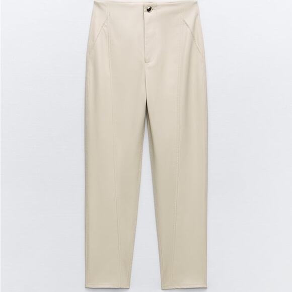ZARA FAUX LEATHER PANTS - Picture 5 of 11
